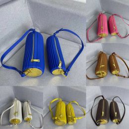 11 couleurs Cylindre plissé Sac de créateur de mode Sac à bandoulière en cuir sac pour femmes en cuir Sac fourre-tout