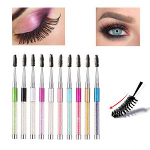 11 kleuren strass wimper borstel mascara applicator wenkbrauw kam diamant make -up borstel herbruikbare spiraal lashborstels herbruiken