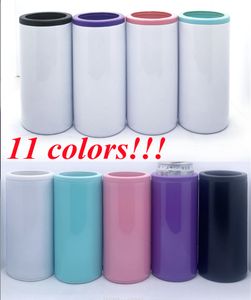 11 couleurs Sublimation Peut Refroidisseur gobelet droit 12 oz Isolant Gobelets en acier inoxydable Garde au froid Bouteille Isolation froide tasse cola canette