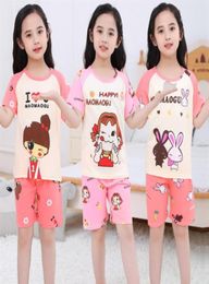 11 couleurs d'été pour enfants pyjamas ensemble à manches courtes short t-shirt 2 vêtements de nuit de dessin animé i love papa short maman costumes costumes sleepwea4925675