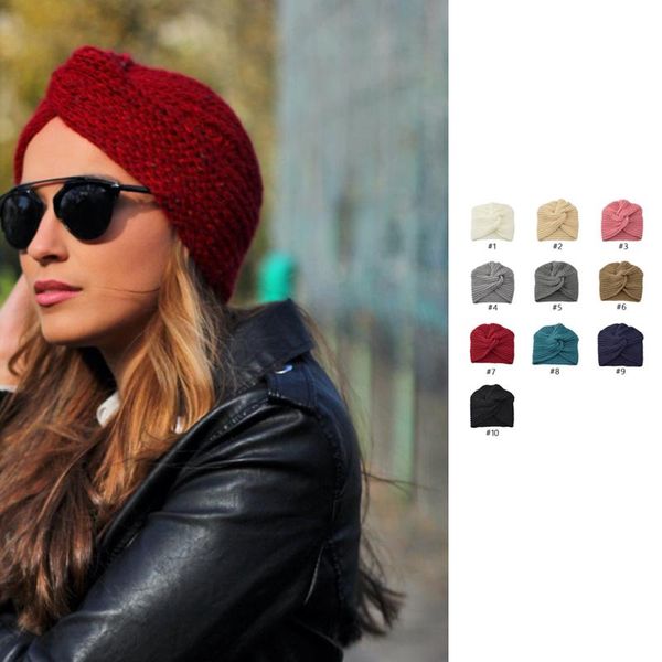 11 couleurs Femmes New Fashions Chapeaux Tricotés Plaine Crochet Twist adultes chaud Lady Beanies Caps d'hiver solide