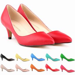 11 couleurs Sexy bout pointu moyen talons hauts chaussures femmes pompes de travail nouveau moins pompes à plate-forme