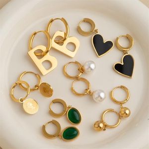 11 modèles d'options Charmantes boucles d'oreilles pour femmes en acier inoxydable plaqué or jaune coeur fleur lettre boucles d'oreilles pour filles femmes Fas248U