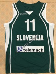 # 11 Goran Dragic Eslovenia EuroBasket 2011 Trikot Camiseta de baloncesto retro Jersey para hombre cosido personalizado Cualquier número Nombre Jerseys
