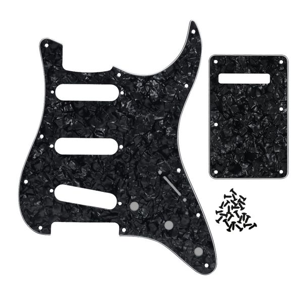 11 agujeros SSS Guitar Pickguard Backplate Tremolo Cover Set Tornillos para piezas de guitarra eléctrica