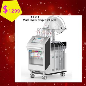 Agua facial oxígeno Jet Peel 11 en 1 Hydro Dermabrasion Aqua LED PDT máscara con música eléctrica bio galvánica martillo de alto polímero spa máquina para el cuidado de la piel