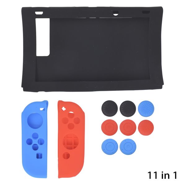 11 en 1 housse de protection pour évier ensemble de capuchons en Silicone souple antichoc Anti-usure remplacement pour Nintendo Switch Console NS Joy-Con