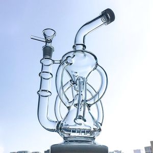 11 inch 5mm dikke waterpijpjes glazen bongen inline percolator olie dab rigs unieke transparante recycler waterleidingen 14mm vrouwelijke gewricht met kom