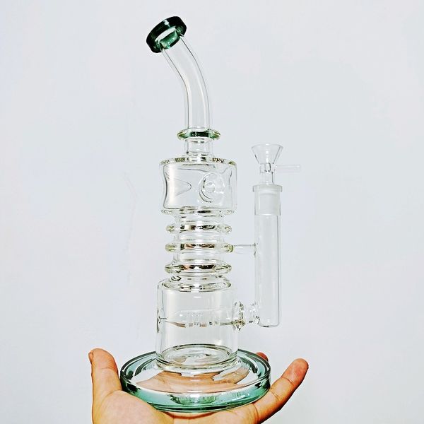 11 pouces magnifiquement conçu verre eau Bong narguilé connecteur femelle 14mm avec tube à fumer recyclé à base bleue pour hommes et femmes