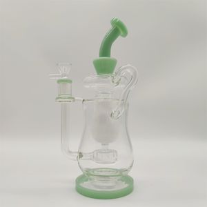 Pipe à eau en verre transparent de 11 pouces grand Lookah crème de luxe vert épais narguilé Dabber plate-forme de recyclage tuyaux d'eau bongs fumer avec bol à joint mâle de 14 mm