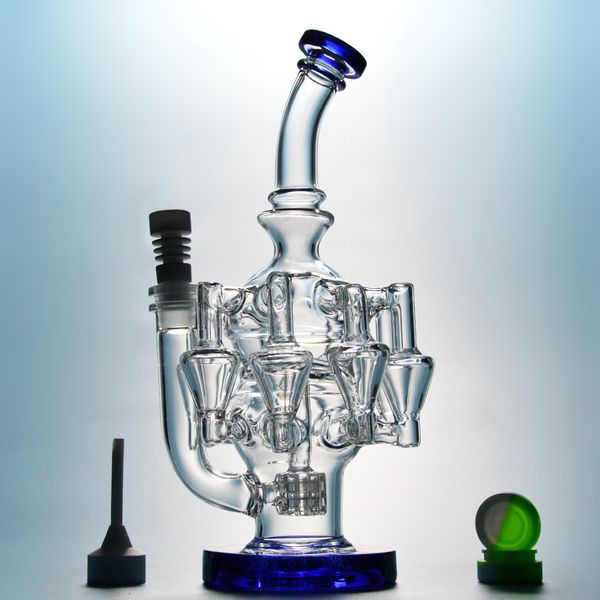 11 Pulgadas de alta calidad Cachimbas de alta calidad Brazos de octopos Bongs de vidrio Matrix PERC Reciclador Bongs únicos Tubos de agua Tubos de agua Plataformas DAB con 14 mm Junta femenina OA01 4mm de espesor