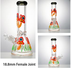 En stock Narguilés Tube droit Bongs en verre brillent dans le noir Conduites d'eau en forme de champignon de 5 mm d'épaisseur