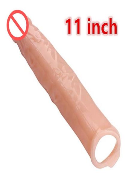 11 pulgadas Gran ampliación de pene amplio reutilizable juguetes sexuales de manga para hombres pene girth poth birth ráfage juguete regalo59361091740731