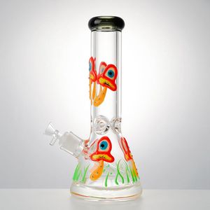 Narguilés de champignon de 11 pouces Tube droit de 5 mm d'épaisseur Bongs en verre brillent dans le noir Huile Dab Rigs Beaker Bong Conduites d'eau diffuses Downstem Joint femelle de 18 mm avec bol