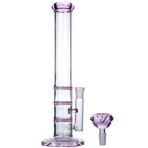 El cubilete recto de 11 pulgadas grueso Bong la cachimba alta el panal triple Bongs el reciclador de Perc la junta de 14m m