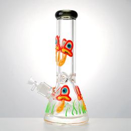 11 inch groothandel rechte buis glas bong gloed in de donkere olie dab rigs paddestoel beker bong 18mm gewricht waterpijpen met diffused downstem lxmd20105