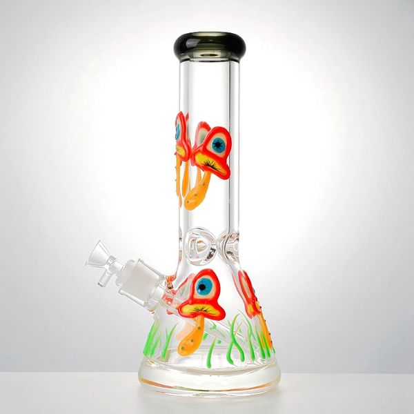 11 pouces en gros tube droit verre bong lueur dans l'huile sombre dab rigs champignon bécher bong 18mm conduites d'eau communes avec tige diffuse LXMD20105