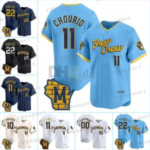 11 Jackson Chourio Brewers 2024 Jersey Christian Yelich Sal Frelick Brice Turang Rhys Hoskins Willy Adames Andruw Monasterio Abner Uribe Aaron Ashby Milwaukees