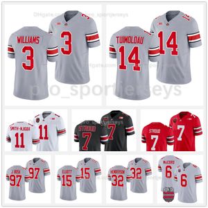 11 Jaxon Smith-Njigba Ohio Staat Buckeyes voetbalshirt Harrison Jr. Emeka Egbuka C.J. Stroud Treveyon Henderson Tuimoloau Sawyer Bosa Elliott Fields George George