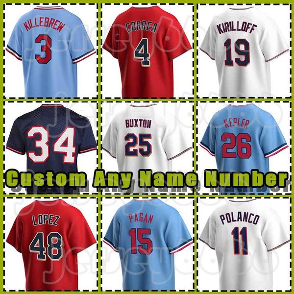 4 Carlos Correa Baseball 11 Jorge Polanco 2024 City Connect Jersey 49 Pablo Lopez 3 Harmon Killebrew 34 Kirby Puckett Twins 26 Max Kepler 25 Byron Buxton 29 Rod Carew