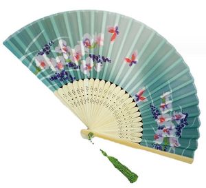 Éventail pliant de mariage Vintage, classique, vent chinois, en bambou, japonais, danse en soie, cerise, cadeau de fête