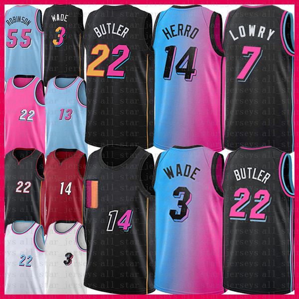 Dwayne Dwyane Wade Jimmy Butler Basketball Jersey Tyler Herro Kyle Lowry Bam Adebayo Robinson Maillots Hommes Chemises S-XXL 2022 3 22 7 14 13 55