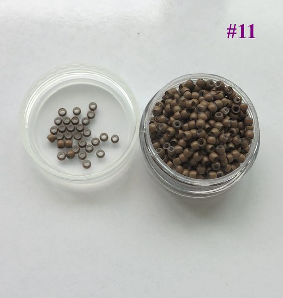 11 # liens doublés en silicone en cuivre brun clair, Ringstubes pour nano perles extensions de cheveux 2.9x1,6x2,0 mm (1000 pcs / pot) Livraison gratuite