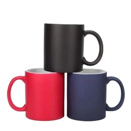 Taza de café de sublimación de 11 oz Espacios en blanco que cambian de color Tazas en blanco Tazas de leche sensibles al calor de cerámica MATE