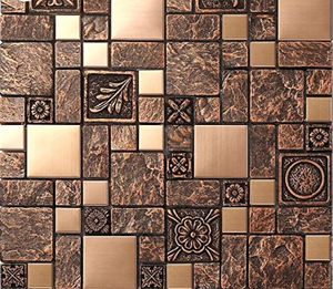 11 pièces de carreaux muraux antiques, mélange de cuivre, d'acier inoxydable et de résine, carreaux de mosaïque au design de finition rocheuse 3D, parfaits pour le dosseret de cuisine, la douche et l'accent de salle de bain
