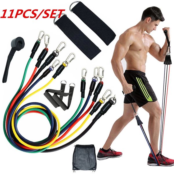 Juego de bandas de resistencia para ejercicios, 11 Uds., equipo de gimnasio, cuerda de tracción para ejercicio, Trainingkout elástico WLL532