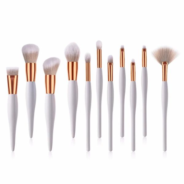 11 PCS Cepillos de maquillaje Beauty Soft Synthetic Cosmetic Foundation Cowerbrow Sombra Set Set 240403