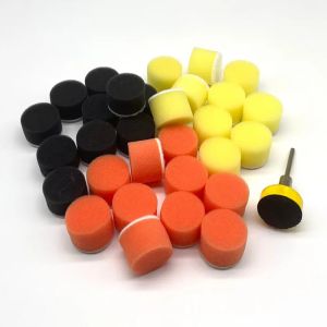 11 PCS Mini -auto schuimboorpolijstkussen Kit Haak en lus 1 inch 25 mm Detail Sponge Wol Waxing Buffing Pads met Backer