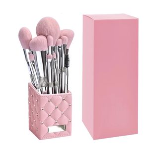 11 Pcsset diamant pinceaux de maquillage ensemble poudre fond de teint Blush Contour fard à paupières sourcils cils pinceaux cosmétiques outils de beauté 240124