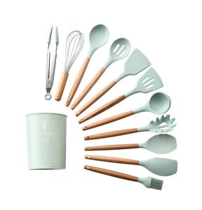 11 Pieces Silicone Kitchenware Cooking Utensils Set Heat Resistant Kitchen Non-Stick Cooking Utensils Baking Tools With Storage Box Tools