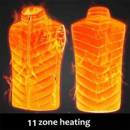 11 Place verwarmd jas mode mannen vrouwen jas intelligente USB elektrische verwarming thermische warme kleding winter vest Plussize 210923
