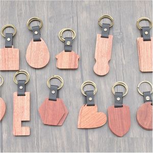 11 formes personnalisées porte-clés en bois fait à la main en bois blanc porte-clés bricolage artisanat porte-clés cadeau pour la fête des mères des pères cadeau créatif Drop Deli