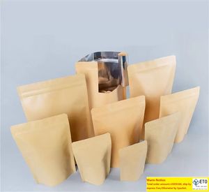 11 tailles sacs de stand-up en papier kraft marron