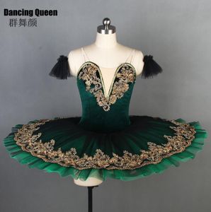 11 tailles Green Velvet Bodice Professional Ballet Tutu pour femmes filles Pancake Platter Tutu pour ballerina Kids Adult BLL0901408229