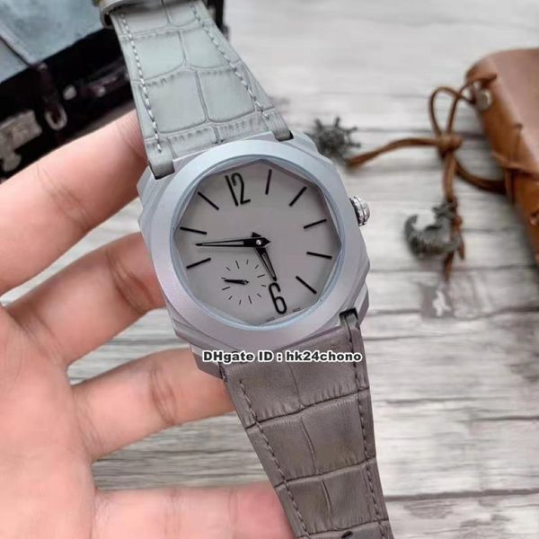 11 Style Meilleur octo FINISSIMO Titanium Steel Automatic Mens Watch 102711 Grey Dial Le cuir STRAP GENTS WESTES SPORTS 255G