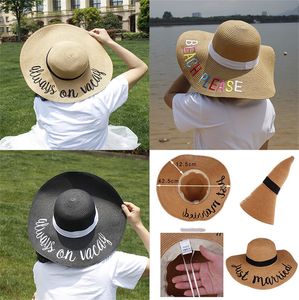 11 Style Hot Letter Borduurwerk Cap Big Bim Ladies Summer Straw Hat Jeugdhoeden voor vrouwen Shade Sun Hats Beach Hat Sale DC295