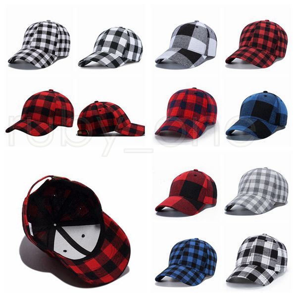 11 style Red Buffalo Check Hats Red Plaid Baseball Cap Plaid Beanie Casquette Ball Cap Checkered Party Hats Supplies RRA3427