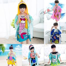 19 stijlen Mermaid Bathrobe Kids Roekjes Cartoon Animal Shark Nightgown Kinderhanddoeken Hooded Badjassen C2508
