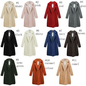 11Styles S-3XL Mode Femmes Manteaux De Fourrure D'agneau Long Manteau Au Genou Velours Veste De Cheveux D'agneau Épais Revers Survêtement Chandails Femmes veste Vêtements M803