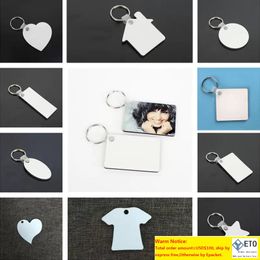 11 Stijlen Sublimatie Blanco Diy Keychains Party Funst Sundrals MDF HOUTEN KEOP Hangers Thermische overdracht Dubbleed Beyring White