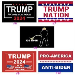 11 Stijlen Trump 2024 Vlag U.S. General Verkiezing Banner 2 Koper Grommets Neem Amerika Achtervlaggen Polyester Outdoor Indoor Decoratie 90 * 150cm / 3x5 FT