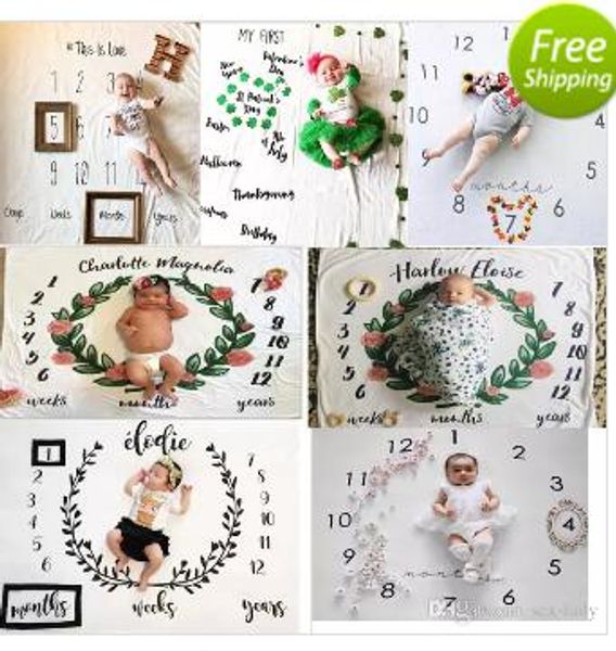 11 StylesIns Couvertures pour enfants nouveau-né accessoires de fond de photographie bébé photo prop f décors couvertures pour bébés wrap lettre tapis de couverture doux