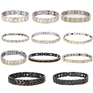 11 Type Genezing Magneet Armband Bangle Vrouwen Mannen Roestvrijstalen Gezondheidszorg Magnetische Germanium Energie Power Mannelijke Casual Sieraden