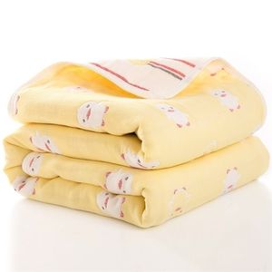 110 * 110 coton six couches bébé couette enfants doux couverture couverture couverture de bande dessinée serviette de bain pour enfants couvertures (taille 110 * 110) LJ201014