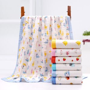 Manta de gasa de algodón 100% de 6 capas de 110x110cm, Toalla de baño infantil, mantas de recepción para dormir para bebés, manta de cama para recién nacidos