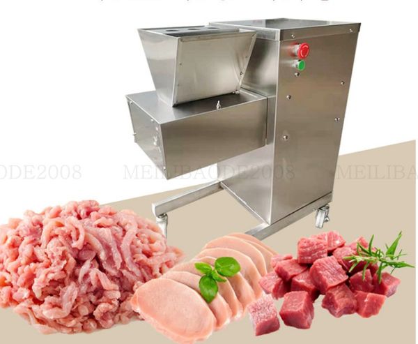110/220 V QW Machine de découpe de viande multifonctionnelle commerciale en dés, trancheuse de viande, 500 kg/h, machines de traitement pour couper le poisson, le porc, la poitrine de poulet, le varech de bœuf